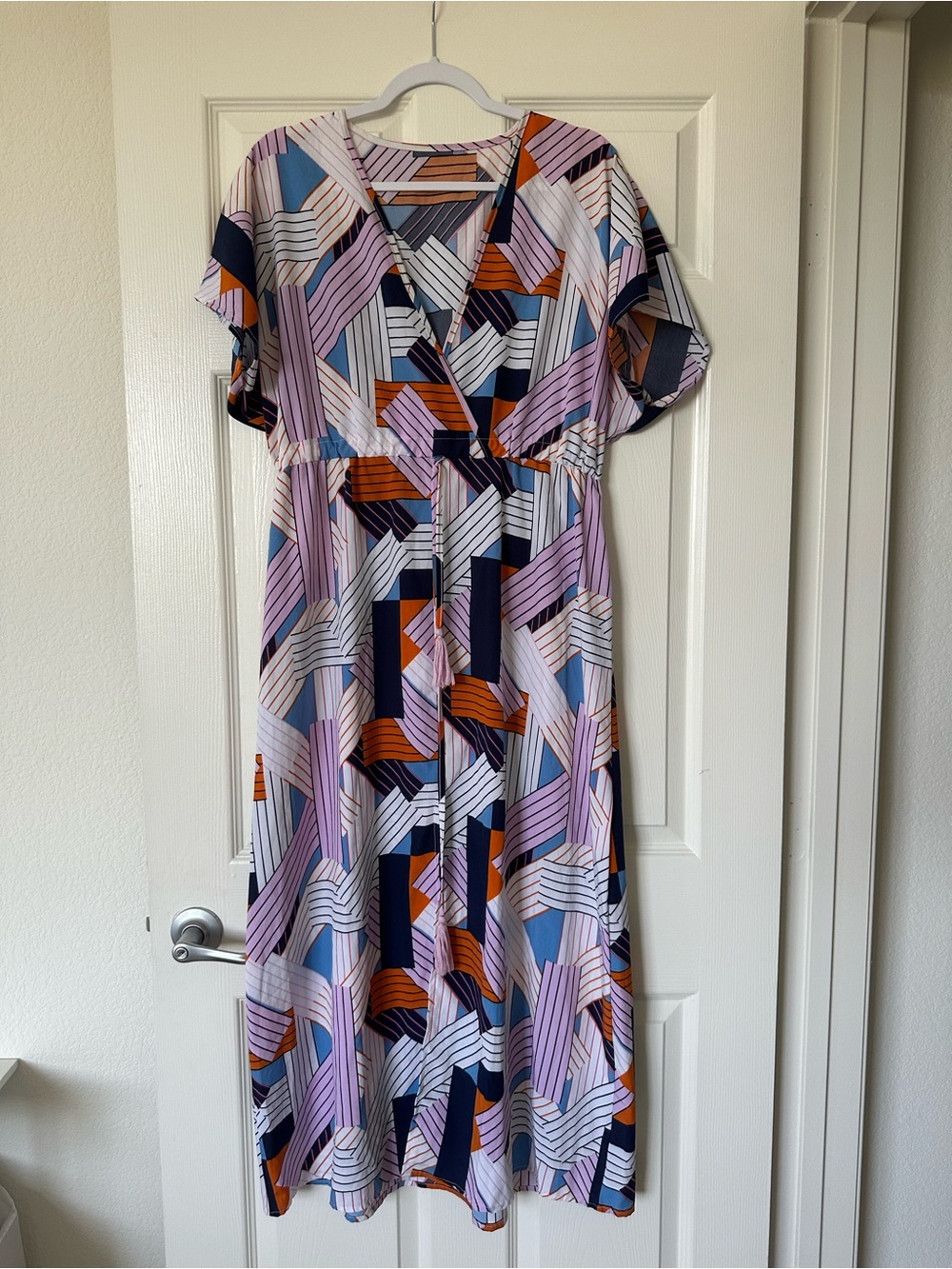 Geometric Print Maxi Kaftan Swim Coverup Resort Dress